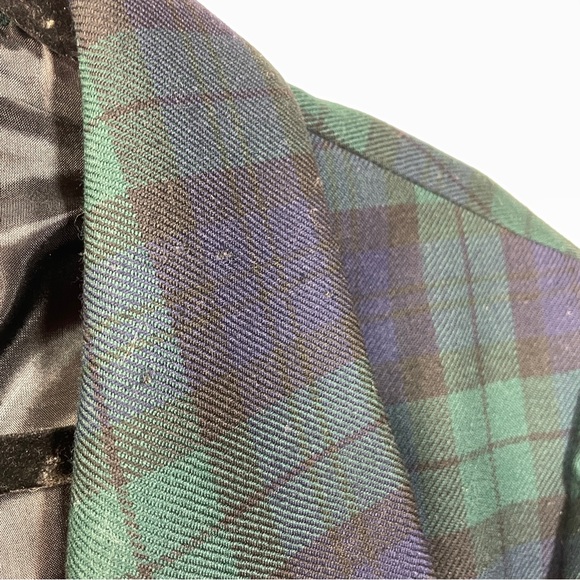 Vintage 12P Pendleton Wool Green and Blue Plaid Tartan Blazer Jacket - Picture 3 of 10